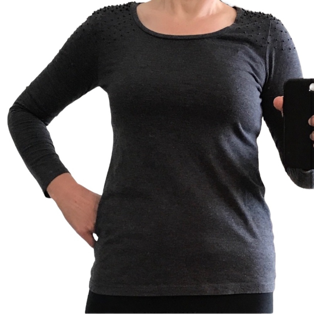 Old Navy Beaded/Embroidered Shoulder Long Sleeve Top